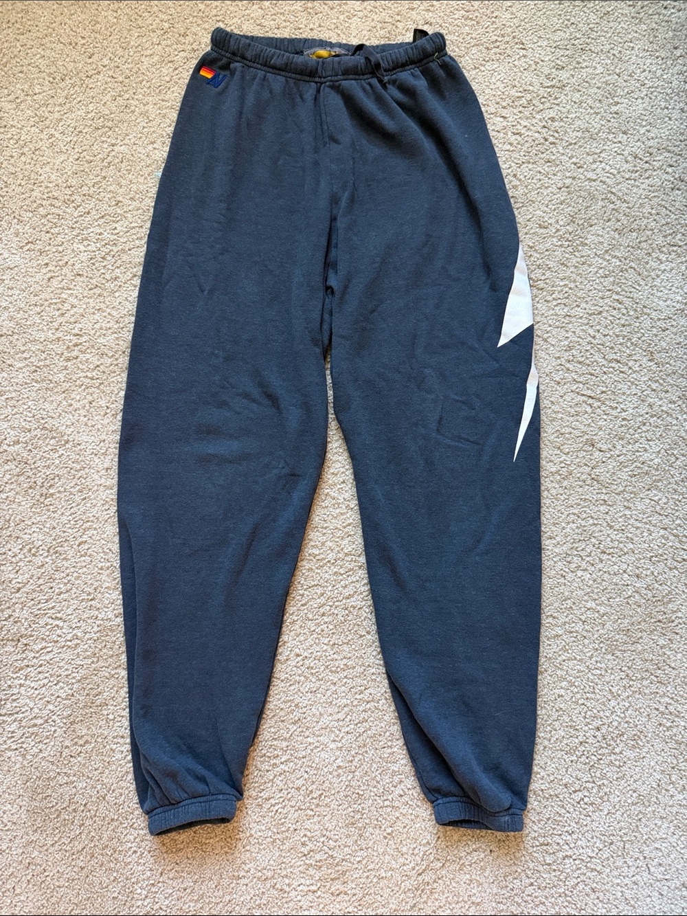 Navy Sweatpants with White Graphic